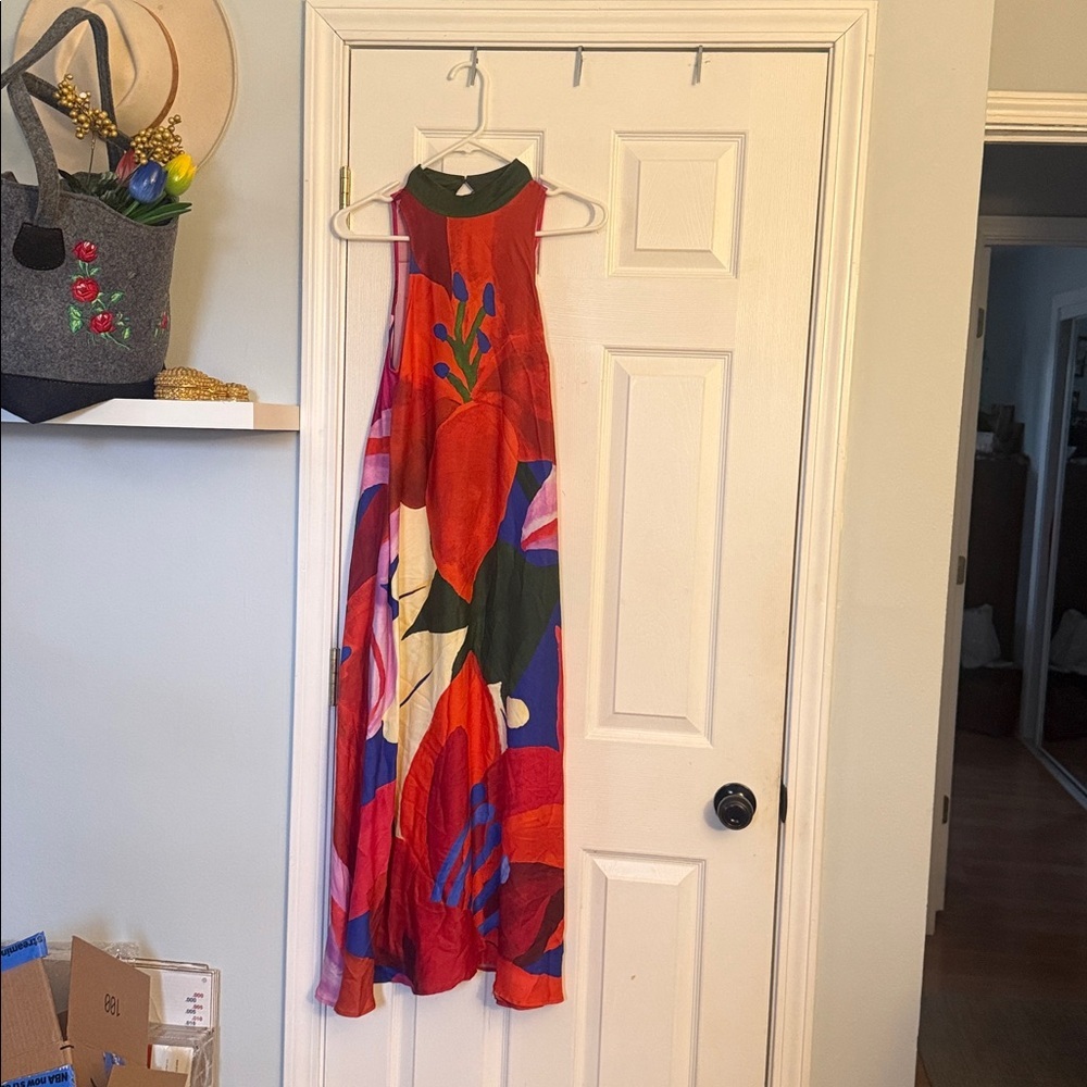 Anthropologie Red and Blue Floral Maxi Dress - Picture 6 of 7
